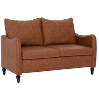 Faux Leather Marble-Effect 2-Seater Sofa - Modern Compact Loveseat