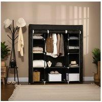 Portable Fabric Wardrobe with Steel Frame, 10 Shelves & Hanging Rail - Space-Saving Bedroom Storage