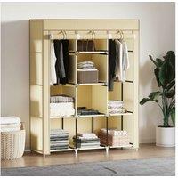 Fabric Wardrobe with 8 Shelves & 2 Rails - Space-Saving Bedroom Storage