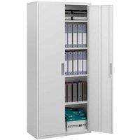 Lockable Steel Office Storage Cabinet - 5 Adjustable Shelves, White, Heavy-Duty