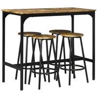 Industrial-Style 5-Piece Bar Table & Stools Set - Compact MDF & Steel, Space-Saving Dining Furniture