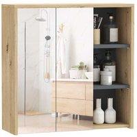 Five-Shelf Mirrored Bathroom Cabinet - Wood-Effect, Wall-Mounted Storage Solution