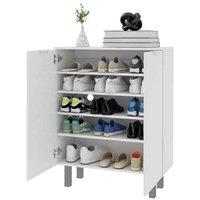 White Five-Shelf Shoe Storage Cupboard - Sturdy Particle Board, Space-Saving, Modern Organiser