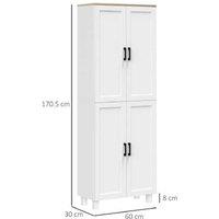 White Modular Storage Cupboard - 5-Shelf Tall Freestanding Unit with Four Doors, Sturdy Particle Board