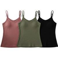 Unisex Black Soft Ribbed Knit Camisole Sets with Adjustable Straps, 2 or 3 Pieces