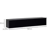 Contemporary Floating TV Stand for 70" - Gloss Black/Grey, Wall-Mounted Storage Cabinets