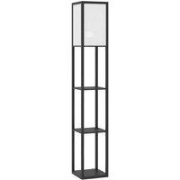Modern 3-Tier Floor Lamp with Shelves - Black, Space-Saving Lighting Solution