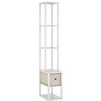 LED Shelf Floor Lamp with Drawer & Foot Switch - Dimmable Modern Black Lighting