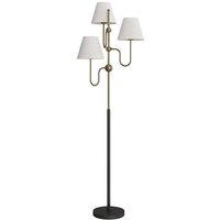 165cm Modern Floor Lamp with 3 Adjustable Lights & Foot Switch - Black & Gold, E27 Compatible