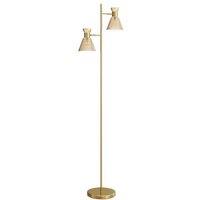 Dual Head Adjustable Floor Lamp - Gold Floral Design, E27 Compatible, Modern Ambient Lighting