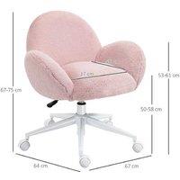 Pink Fluffy Ergonomic Office Chair with Armrests & Wheels - Faux Fur, Adjustable Height, 120kg Capacity