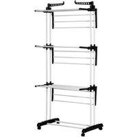 4-Tier Freestanding Steel Laundry Drying Rack with Wheels - Space-Saving Clothes Airer