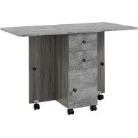 Oak Drop Leaf Extendable Dining Table with Storage - Space-Saving 6-Seater