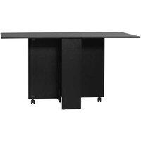 Extendable Drop Leaf Dining Table with Storage Shelves & Castors - Space-Saving Black Particleboard, Seats Up to 6