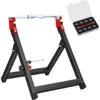 Foldable Motorcycle Wheel Balancer & Stand - Heavy-Duty Steel Frame, 10-Size Spoke Wrench, For Wheels Up To 23"