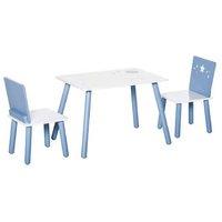 Kids Table & Chairs Set - Blue & White - Ages 2-4 - Creative Play Furniture