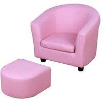 Kids Pink Sofa & Footstool Set - Ages 18-36 Months, Safe & Sturdy, Imaginative Play
