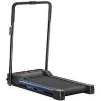 Blue Folding Walking Treadmill with LCD Monitor - Steel Frame, Compact Design, 90kg Capacity