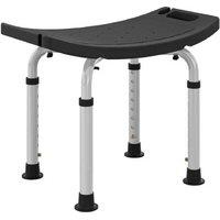 Height Adjustable Shower Stool - Black, Lightweight Aluminium, Non-Slip, Portable