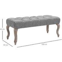 Tufted Fabric Ottoman Bench - Upholstered Window Seat, Bed-End or Hallway Stool, 150kg Capacity
