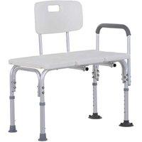 Adjustable Shower Chair with Back & Arms - White, Aluminium Frame, 136kg Capacity