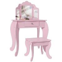 Kids Princess Vanity Set with Mirror - Pink - Ages 3-6 - Creative Imaginative Play