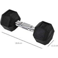 Hex Rubber Dumbbells Set - 2x6kg Heavy-Duty Rubber Weights for Home & Gym Fitness