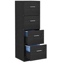 Wooden Lockable Four-Drawer Filing Cabinet - Secure Office Storage Solution
