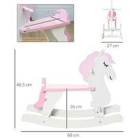 Kids Wooden Rocking Horse Unicorn - Imaginative Ride-On Toy, Ages 1-3, Pink