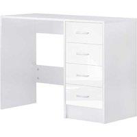 White High Gloss 4-Drawer Storage Desk - MDF, Modern, Spacious
