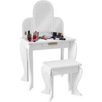 Kids Vanity Dressing Table Set with Mirror & Drawer - White, Ages 3+, Creative Play Furniture
