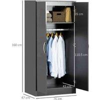 High Gloss Modular 2-Door Wardrobe with Shelf - Grey Particle Board, Space-Saving, Modern Storage