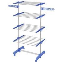 Stainless Steel Collapsible Clothes Drying Rack with Wheels & Adjustable Shelves - Space-Saving Laundry Storage Solution