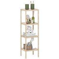 4-Tier Bamboo Bathroom Storage Shelf - Natural Wood, Space-Saving, Moisture-Resistant