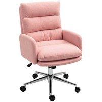 Sherpa Fleece Ergonomic Swivel Office Chair - Adjustable, Plush Pink
