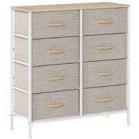 Industrial Modular Chest - 8 Fabric Drawers, Maple Finish, Steel Frame Storage Unit