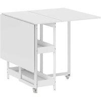 White Folding Drop Leaf Dining Table - Space-Saving, Extendable, 2-4 Seater