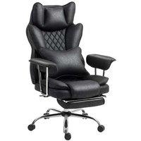 Ergonomic Leathaire Reclining Office Chair with Adjustable Lumbar Support & Footrest
