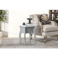 French Style Grey Bedside Table with Drawer - Painted MDF, Elegant Storage