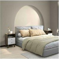 Industrial-Scandinavian Bedside Table Pair - MDF, Storage Drawers & Shelf, Contemporary Nightstands