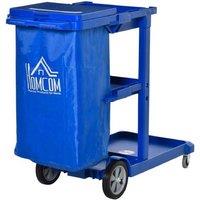 Janitor Cleaning Trolley with Bin, Multi-Shelf Utility Cart, Lightweight Plastic, 10kg Capacity - Blue