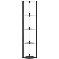 LED Dimmable Floor Lamp with Shelves - Modern Black Corner Light, Foot Switch