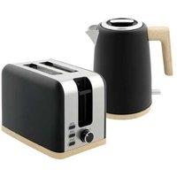 Black Kettle & 2 Slice Toaster Set - Rapid Boil 1.7L, 3000W, Sleek Modern Finish