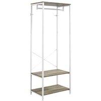 Metal Hallway Coat Rack & Shoe Bench Tree - Grey, Space-Saving Entryway Organiser