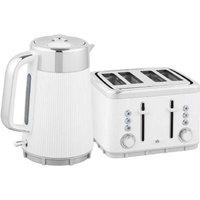 White Cool Touch Kettle & 4 Slice Toaster Set - Rapid Boil, Family Size, Sleek Design
