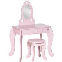 Kids Princess Vanity Table & Stool - Pink, Ages 3-6 - Imaginative Play Furniture