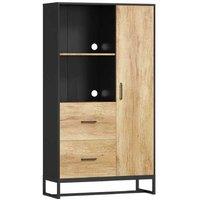 Freestanding Industrial Kitchen Pantry Cabinet with Drawers - 160cm, Wood-Effect & Metal Storage Solution