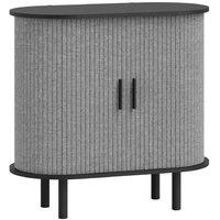 Grey Tambour Sideboard - Fluted Doors, Modern Wood Storage Cabinet
