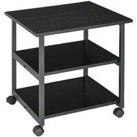 3-Tier Steel Modular Printer Stand with Wheels - Black, 18kg Capacity, Industrial Office Storage