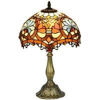 Stained Glass Table Lamp - Multi-Colour Zinc Base - Handcrafted Accent Lighting